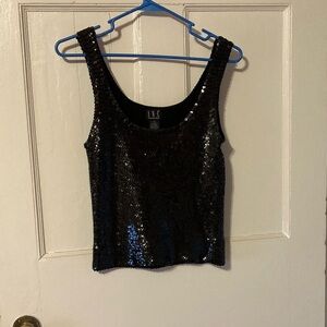 INC International Concepts Black Sequin Tank Top